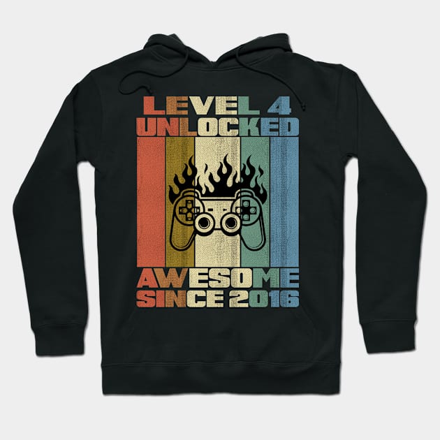 Level 4 Unlocked Birthday 4 Years Old Awesome Since 2016 Hoodie by 5StarDesigns